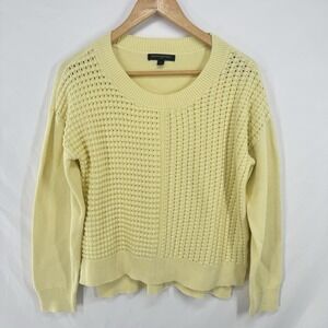 Chunky Knit Butter Yellow Sweater Womans L Minimalist Fisherman Coastal Luxury